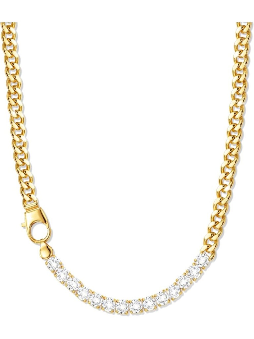 Chunky Gold/Silver Plated Chain Necklace with Toggle Clasp & Baroque Pearl